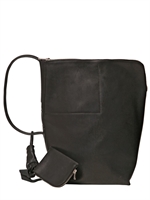 RICK OWENS - BRUSHED LEATHER SHOULDER BAG - BLACK