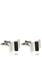 LANVIN - ONYX STONE CUFFLINKS - RODIUM