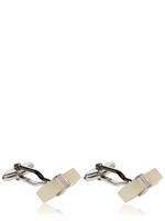 LANVIN - MOTHER OF PEARL CUFFLINKS - RODIUM