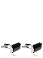 LANVIN - ONYX CUFFLINKS - RHODIUM