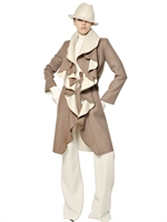 MAURIZIO PECORARO - RUFFLED DOUBLE WOOL COAT - BEIGE/IVORY