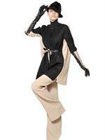 MAURIZIO PECORARO - BICOLOR DOUBLE WOOL CASHMERE COAT - POWDER/BLACK