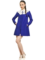 VALENTINO - NAPPA COLLAR WOOL SILK COUTURE COAT - CHINA BLUE