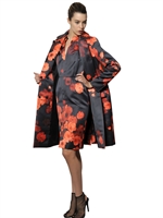GIAMBATTISTA VALLI - PRINTED DUCHESSE COAT - BLACK/RED