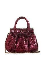 ZAGLIANI - XS PUFFY LAMINATED PYTHON SHOULDER BAG - FUCHSIA