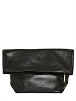 JIL SANDER - LARGE PILADE NAPPA LEATHER ROLLED CLUTCH - BLACK