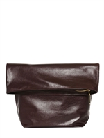 JIL SANDER - LARGE PILADE NAPPA LEATHER ROLLED CLUTCH - BURGUNDY