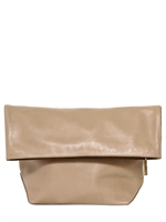 JIL SANDER - LARGE PILADE NAPPA LEATHER ROLLED CLUTCH - SAND