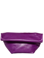 JIL SANDER - SMALL PILADE NAPPA LEATHER ROLLED CLUTCH - PURPLE