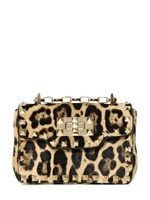 VALENTINO - ROCKSTUD PRINTED PONYSKIN SHOULDER BAG - LEOPARD