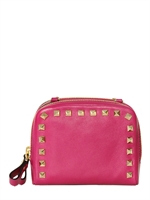 VALENTINO - AROUND STUDS SOFT LEATHER SHOULDER BAG - FUCHSIA