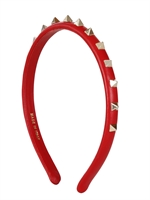 VALENTINO - AROUND STUDS LEATHER HEADBAND - RED VALENTINO