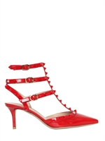 VALENTINO - 65MM ROCKSTUD PUNKOUTURE PATENT PUMPS - RED