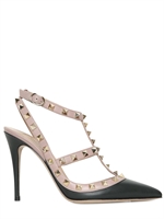 VALENTINO - 100MM ROCKSTUD CALFSKIN PUMPS - FOREST GREEN