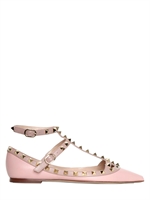 VALENTINO - 10MM ROCKSTUD CALFSKIN BALLERINA FLATS - SOFT PINK