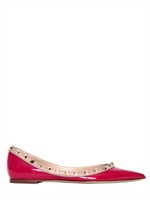 VALENTINO - 10MM ROCKSTUD PATENT BALLERINA FLATS - CYCLAMINE