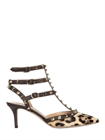 VALENTINO - 65MM ROCKSTUD LEOPARD PONYSKIN PUMPS - LEOPARD