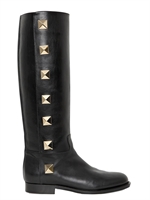 VALENTINO - LOCK CALFSKIN STUDS BOOTS - BLACK