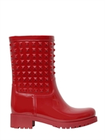 VALENTINO - GUMMISTIEFEL MIT GUMMINIETEN - ROT