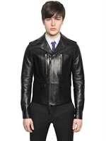 LANVIN - LASER CUT LEATHER JACKET - BLACK