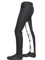 LANVIN - 17CM VELVET STRIPED WOOL CANVAS TROUSERS - NAVY/WHITE