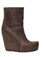 RICK OWENS - 130MM CALFSKIN WEDGE BOOTS - DARK BEIGE