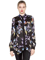 JUST CAVALLI - PRINTED SILK SATIN SHIRT - BLACK