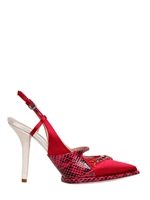 NINA RICCI - 100MM SATIN LACE & ELAPHE PUMPS - CHERRY