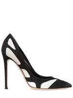 GIANVITO ROSSI - 110MM SUEDE & CALFSKIN TWO TONE PUMPS - BLACK/WHITE
