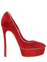 CASADEI - 150MM SUEDE PLATFORM PUMPS - RED