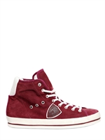 PHILIPPE MODEL - DOUBLE SOLE SUEDE HIGH TOP SNEAKERS - WINE