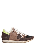 PHILIPPE MODEL - SUEDE & TECHNO FABRIC SNEAKERS - BROWN