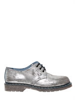 PHILIPPE MODEL - LAME' LEATHER DERBY LACE-UP SHOES - SILVER
