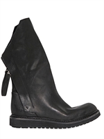 CINZIA ARAIA - LEATHER DOUBLE ZIP BIKER BOOTS - BLACK