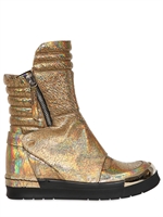CINZIA ARAIA - 65MM CRACKLED PATENT WEDGE SNEAKERS - GOLD