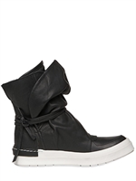 CINZIA ARAIA - LEATHER HIGH TOP SNEAKERS - BLACK