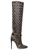 BALMAIN - 100MM LUREX EMBROIDERED KNEE HIGH BOOTS - BLACK/GOLD