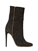 BALMAIN - 100MM SUEDE LOW BOOTS - BLACK/GOLD