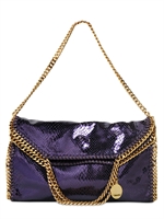 STELLA MCCARTNEY - THREE CHAIN FALABELLA METALLIC BAG - PURPLE