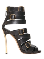 CASADEI - 120MM BELTED CALFSKIN BLADE ONE SANDALS - BLACK