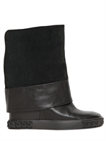CASADEI - 80MM CALFSKIN WEDGE BOOTS - BLACK