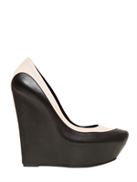 GREY MER - 140MM TWO TONE CALFSKIN WEDGES - BLACK/WHITE