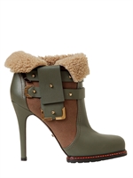 GREY MER - 110MM STIEFELETTEN AUS KALBSLEDER MIT SHEARLING - MILITÄRGRÜN