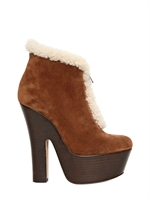 DSQUARED - 150MM SHEARLING WEDGE BOOTS - CAMEL