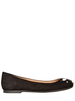 DSQUARED - 10MM DOG APPLIQUÉ SUEDE BALLERINAS - BLACK