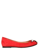 DSQUARED - 10MM DOG APPLIQUÉ SUEDE BALLERINAS - RED