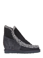 MOU - 70MM SHEARLING WEDGE ESKIMO BOOTS - NAVY