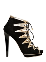 BURAK UYAN - 130MM SUEDE PRINTED CALF LACE UP - BLACK/GOLD