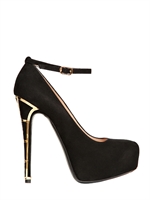 BALLIN - 140MM WILDLEDERPUMPS MIT KNÖCHELRIEMEN - SCHWARZ