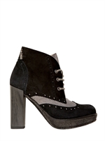 SERAFINI ETOILE - 100MM TWO TONE SUEDE LACE UP BOOTS - BLACK/GREY